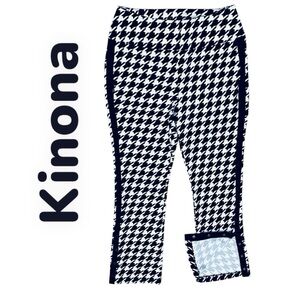 Kinona Unique Pants Sz L Houndstooth Pull On Zip/Pockets Snaps/Side/Bottom NWOT
